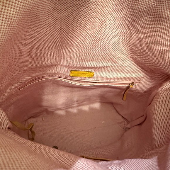 Dooney and Bourke Yellow Zippered Hobo Bag with Gold Embellishments - Picture 3 of 12